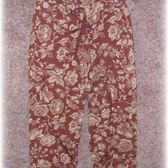 Ralph Lauren Cropped Capri Pant Size 0 Brown Hawaiian Print New Without Tags - Picture 2 of 6